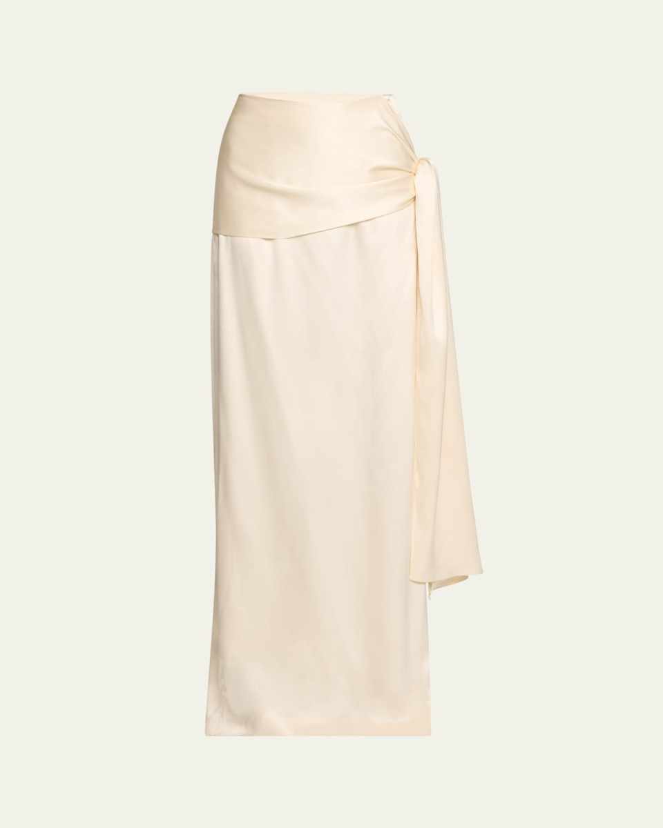 Mila Draped Silk Maxi Skirt